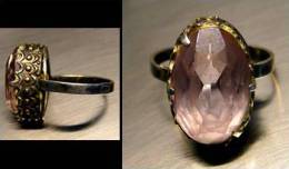 Ancienne Bague Hongroise  Argent Et Améthyste T 56-57 Old Hungarain Amethyst And Silver Ring - Anillos