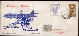 India 1966 Calcutta - Madras Indian Airlines Domestic First Flight Cover Inde Indien # 1371-8 - Luftpost