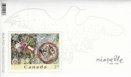 Canada MNH Scott #2003ii Souvenir Sheet $1.25 Details From L´Hommage A Rosa Luxemburg - Jean-Paul Riopelle 2 Extra Holes - Neufs