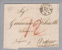 Heimat TI Bellinzona 1851-12-10 Sw Brief Ohne Marke Nach Ardesio - ...-1845 Precursores