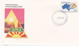 Australia 1981 50th Anniversary Of APEX, Melbourne Airport Postmark - Marcophilie