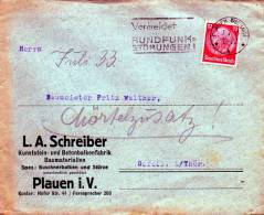 Brief,  L.A.Schreiber, Plauen Im Vogtland, 1933 - Otros & Sin Clasificación