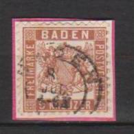 ALLEMAGNE ANCIENS ETATS BADE GRAND DUCHE 1862-64 FOND BLANC N°19 Oblitéré Signé Brun - Used