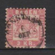 ALLEMAGNE ANCIENS ETATS BADE GRAND DUCHE 1868 FOND BLANC N°24 Oblitéré - Used