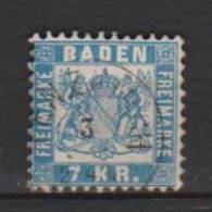 ALLEMAGNE ANCIENS ETATS BADE GRAND DUCHE 1868 FOND BLANC N°25 Oblitéré - Used