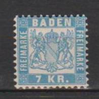 ALLEMAGNE ANCIENS ETATS BADE GRAND DUCHE 1868 FOND BLANC N°25 Neuf* Charniere - Ungebraucht