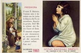 Calendarietto - Istituto Nazionale Gratuiti Per L´assistenza Ai Figli E Figlie Dei Carcerati - Roma 1961 - Kleinformat : 1961-70