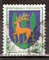 Timbre France Y&T N°1351B (03) Obl.  Armoirie De Guéret.  0.02 F. Vert, Outremer Et Jaune. Cote 0,15 € - 1941-66 Coat Of Arms And Heraldry