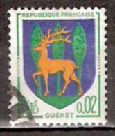 Timbre France Y&T N°1351B (04) Obl.  Armoirie De Guéret.  0.02 F. Vert, Outremer Et Jaune. Cote 0,15 € - 1941-66 Coat Of Arms And Heraldry