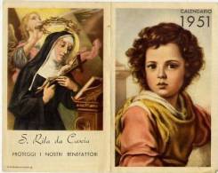 Calendarietto - S.rita Da Cascia - Congregazione Dek Preperuo Suffragio - Bologna 1951 - Petit Format : 1941-60