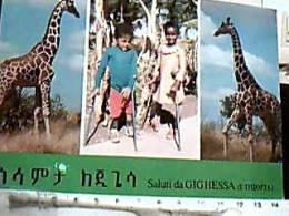 ETIOPIA CATHOLIC CHURCH GIGHESSA SHASHAMANE VEDUTE GIRAFFE GIRAFFA BAMBINI STAMPELLE V1997 ED12833 - Ethiopië