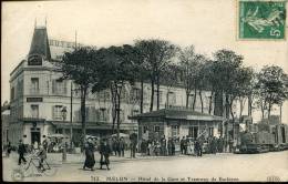 77 - SEINE ET MARNE- MELUN  HOTEL DE LA GARE ET TRAMWAY DE BARBIZON-    ECRITE ‹(•¿• )› - Melun