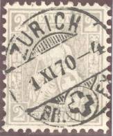 Heimat ZHS Zürich1870-11-01 Vollstempel Auf Zu#28 2Rp. Grau Sitzende Helvetia - Gebraucht