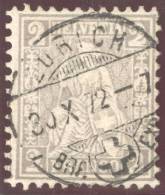 Heimat ZHS ZÜRICH 1872-10-03 Vollstempel Auf Zu#28 2Rp. Grau Sitzende Helvetia - Gebruikt