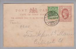 Afrika Cape Of Good Hope 1891 Ganzsache Forwardes Frankfurt 1892-01-13 - Kaap De Goede Hoop (1853-1904)