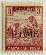 FRANCOBOLLO 3 FILLER MAGYAR KIR. LILLA VIOLETTO POSTA  CON SOPRASTAMPA FIUME ANNO 1918 1919 OCCUPAZIONE GUERRA - Yugoslavian Occ.: Fiume