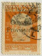 FRANCOBOLLO 20 CENTESIMI DI LIRA ARANCIO FIUME SOPRASTAMPA GOVERNO PROVVISORIO ANNO 1921 OCCUPAZIONE GUERRA - Jugoslawische Bes.: Fiume