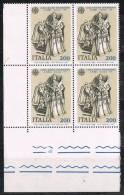 Italia 1982 Quartina £. 200 Europa - Carlo Magno Angolo Di Foglio Inf. Sx - Nuova** Integra - Blocks & Sheetlets
