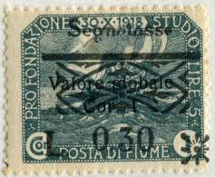 FRANCOBOLLO FIUME LIRE 0.30 COLORE ARDESIA SOPRASTAMPATO ANNO 1921 - Occ. Yougoslave: Fiume