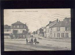 91 Longjumeau La Route De Versailles édit. Leprunier N° 451 Animée Hôtel Du Cadran , Vins H.riester  , Rails Du Tramway - Longjumeau