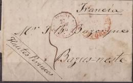 ESCAP-LC1783.Carta ,prefilatelica,de VITORIA A BAZUS-NESTE(Francia).Alto Pirineo.1850. Muy Bonita - ...-1850 Vorphilatelie