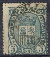 Sello 5 Cts Impuesto De Guerra 1875, Fechador TRUJILLO (caceres) Num 154 º - War Tax