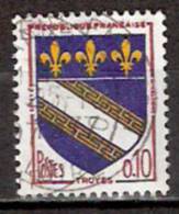 Timbre France Y&T N°1353 (03) Obl.  Armoirie De Troyes.  0.10 F. Brun, Outremer Et Jaune. Cote 0,15 ¤ - 1941-66 Escudos Y Blasones