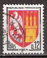 Timbre France Y&T N°1353A (04) Obl.  Armoirie D´Agen.  0.12 F. Rouge, Jaune Et Noir. Cote 0,15 € - 1941-66 Coat Of Arms And Heraldry