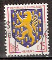 Timbre France Y&T N°1354 (03) Obl.  Armoirie De Nevers.  0.15 F. Rouge, Bleu Foncé Et Jaune. Cote 0,15 ¤ - 1941-66 Coat Of Arms And Heraldry