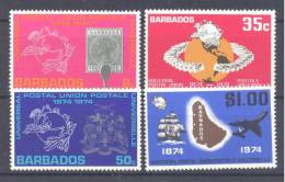 Barbade: Yvert 389/92**;MNH;  U.P.U.; Voir Scan - Barbados (1966-...)