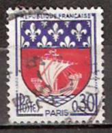 Timbre France Y&T N°1354B (02) Obl.  Armoirie De Paris.  0.30 F. Bleu Et Rouge. Cote 0,15 € - 1941-66 Coat Of Arms And Heraldry