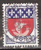 Timbre France Y&T N°1354B (04) Obl.  Armoirie De Paris.  0.30 F. Bleu Et Rouge. Cote 0,15 € - 1941-66 Escudos Y Blasones