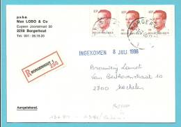 2136+2203 Op Kaart Aangetekend Met Stempel BORGERHOUT ( Kaart Aangetekend = Rare) - 1981-1990 Velghe