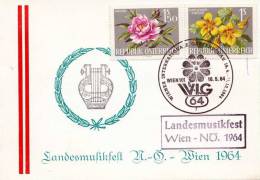 Österreich, Wiener Gartenschau 1964, Schöne 2 Fach Frankierung Mit Sonderstempel Auf Karte - Errores & Curiosidades