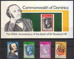 A5100 DOMINICA 1979, SG 650-MS654 Rowland Hill Centenary P14 MNH - Dominica (1978-...)