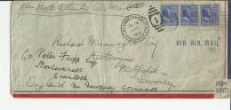 USA LOS ANGELES 1939 CC A INGLATERRA REEXPEDIDA MAT RODILLO Y CUÑO DE HOLLYWOOD AL DORSO MAT REIGATE - 1c. 1918-1940 Storia Postale