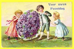 * Fantaisie - Fantasie - Fantasy * Relief, Fleurs, Boeket, Flowers, Bloemen, Bouquet De Fleurs, TOP CPA, Rare, Enfants - Fête Des Mères