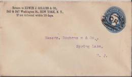 ETATS-UNIS:~1890:lettre Avec Timbre Imprimé.Belle Oblit.New-York. - Cartas & Documentos