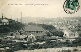 71-SAONE ET LOIRE- LE CREUSOT   ABATTOIRS ET QUARTIER ST CHARLES      ÉCRITE  ‹(•¿• )› - Le Creusot