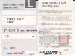 Souches De Cartes D'embarquement - Air Inter Et Air France - Voir Descriptif - - Cartes D'embarquement