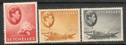 Seychelles 1941 - 15c, 20c & 1r - All Chalky Paper - Patchy Toned Gum Spacefillers SG139a, 140a & 146a Mint Cat £133 - Seychellen (...-1976)