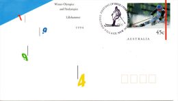AUSTRALIE. Entier Postal Avec Oblitération 1er Jour De 1994. J.O. De Lillehammer/Ski. - Winter 1994: Lillehammer