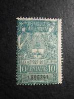 Timbre Fiscal Fiscaux * Sans Gomme Républica Argentina Argentine Ley De  1927/28 Sellos —> 10 Centavos - Unused Stamps