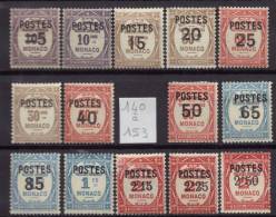 MONACO Poste -- 1937 --série 140 à 153 -- Neuf *  Avec Charnieres  Trois Neufs **   -- Côte 136,00 Euros - Unused Stamps