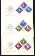 WINTER OLYMPIC GAMES INNSBRUCK,6X COVERS 1963 FDC,PERFORATED + IMPERFORATED, ROMANIA - Invierno 1964: Innsbruck