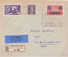 Poste Aérienne : Lettre 15 X 12 Cms. Avec Flamme Du Centenaire Des Carabiniers Vaudois, Lausanne 1925 - Cote : 247.- - Andere & Zonder Classificatie