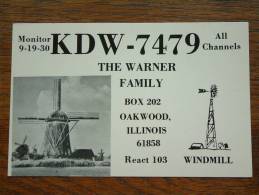 KDW-7479 Ther Warner Familiy Oakwood Illinois Windmill ( U.S.A. ) Anno +/- 1980 ( Zie Foto Voor Details ) - CB-Funk