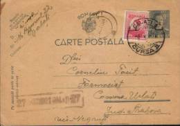 Romania-Postal Stationery Postcard 1944,censored And Circulated Urlati - Cartas De La Segunda Guerra Mundial