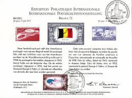 B01-377 CS - HK - Carte Souvenir - Herdenkingskaart - Belgica 72 - USA - Souvenir Cards - Joint Issues [HK]