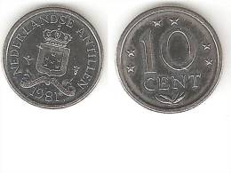 Netherlands Antilles  10 Cents  1981   Km 10  Bu - Antilles Néerlandaises